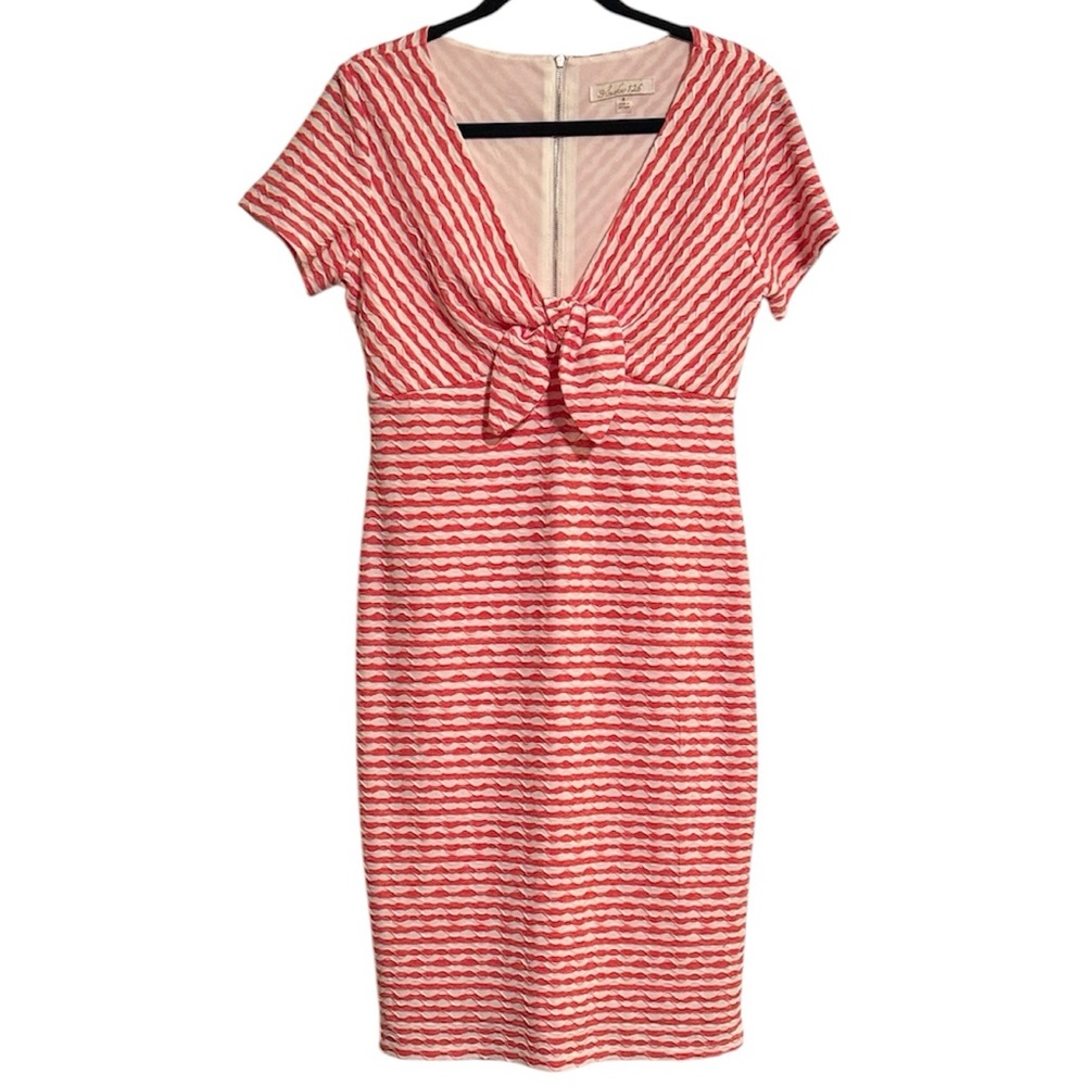 Bleecker 126 Orange and White Striped and Textured Dress